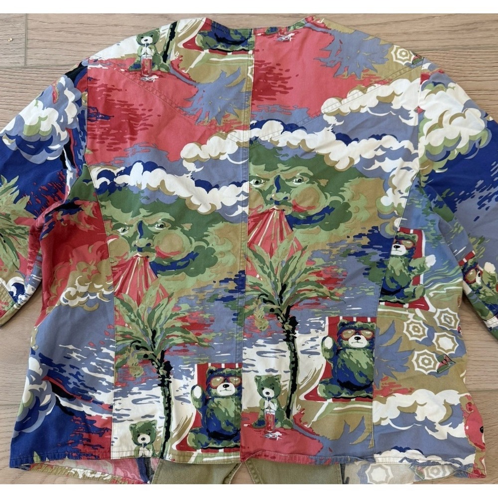 Antonette Sport Vintage Teddy Bear Beach Novelty Print Button Up Shirt Womens 14 - Picture 11 of 15